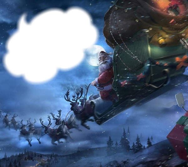 Weihnachtsmann auf Schlitten Фотомонтаж