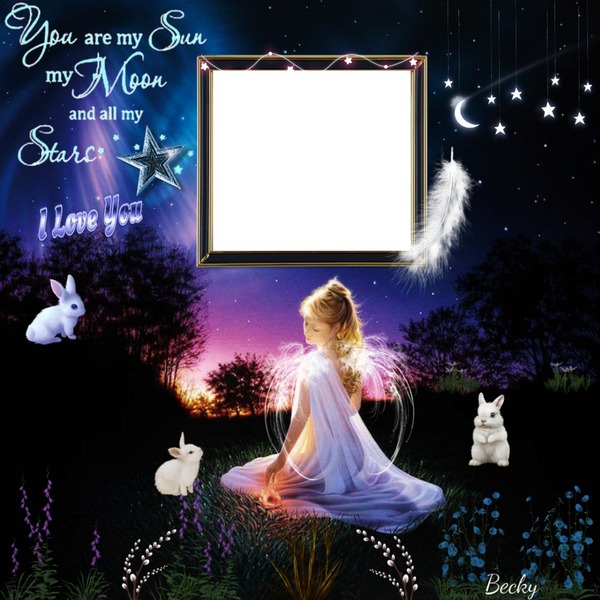 you are my sun moon & stars Photo frame effect