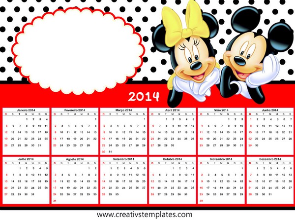 Calendario 2014 Mikey & Minnie Photo frame effect