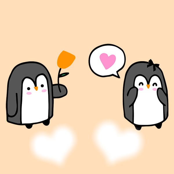 pinguino love Fotomontaža