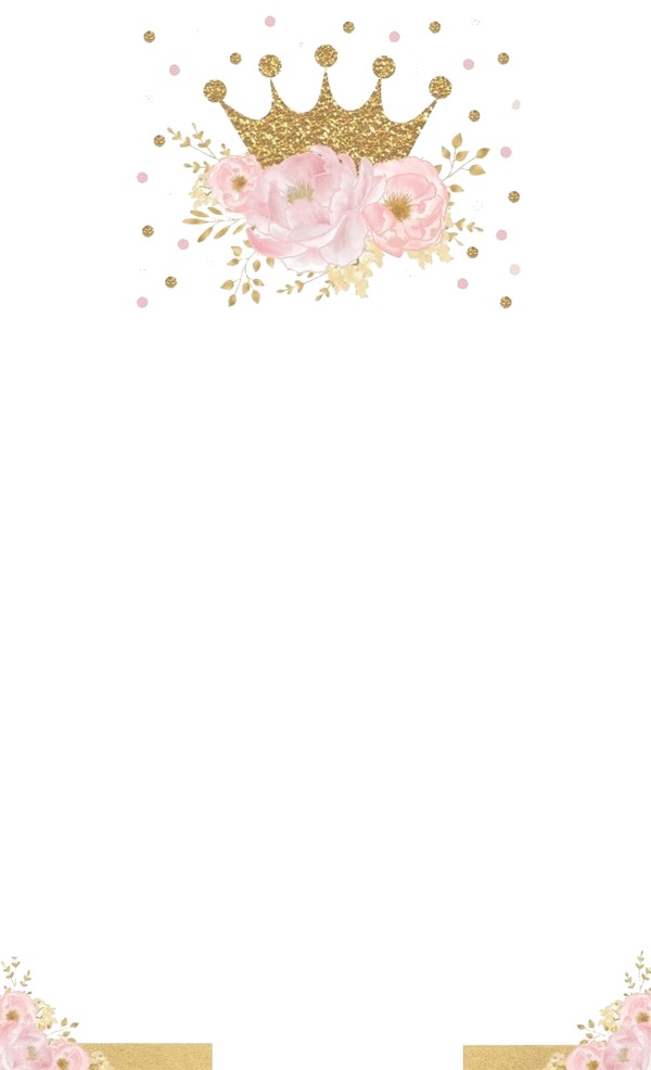 corona dorada y flores rosadas1. Montaje fotografico