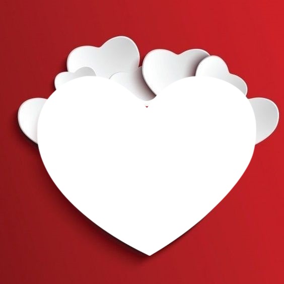 corazones blancos, fondo rojo. Photo frame effect