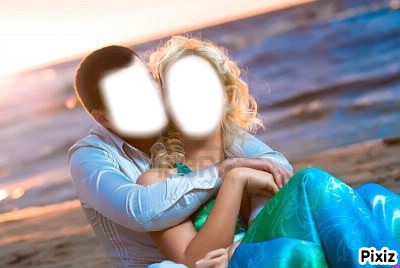 couple sur plage Fotomontasje