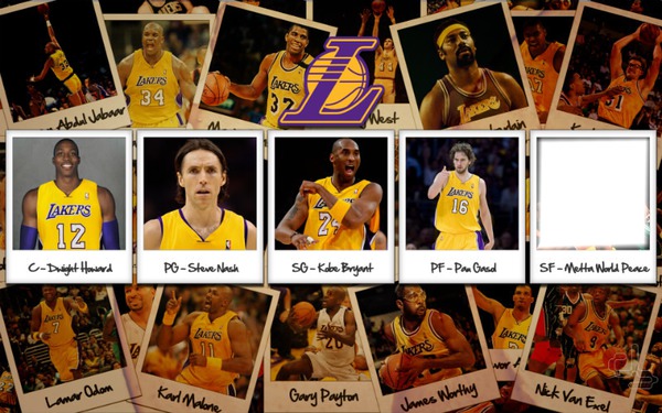 starting five lakers Photo frame effect