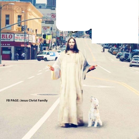 jesus and a dog フォトモンタージュ