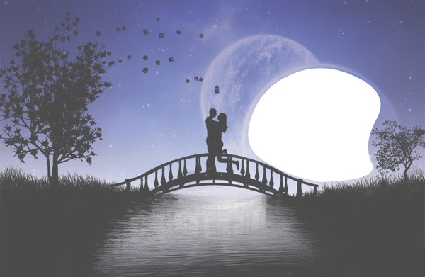 Love in the moon Photo frame effect
