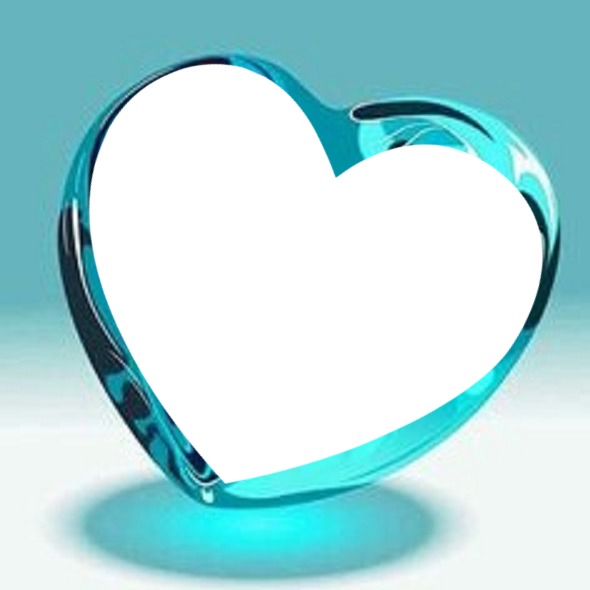 Corazón en cristal azul, 1 foto Montaje fotografico
