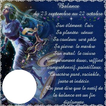 Signe Astrologique Balance Photo frame effect