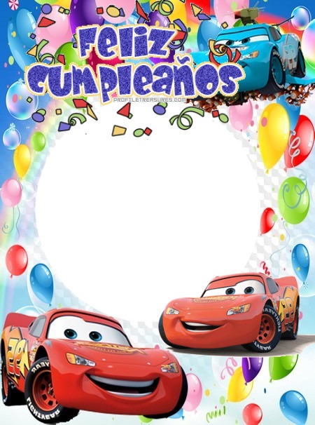 cumpleaños cars Photo frame effect