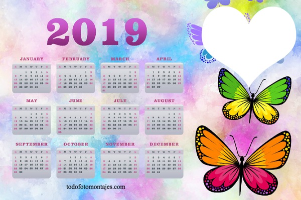 calendario 2019 Fotomontagem
