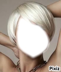 blonde platine au cheveux court Montage photo