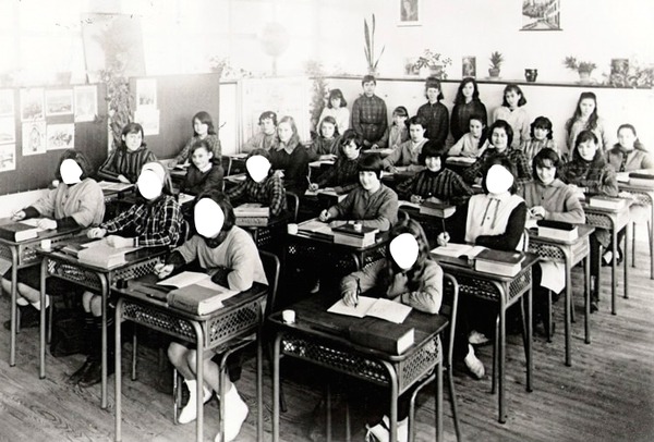 photo classe filles année 60 Fotomontaža