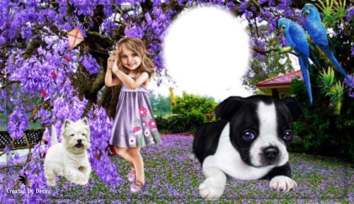 puppys an lil girl Fotomontage