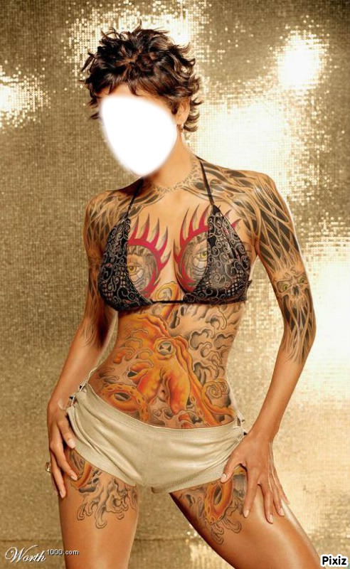 femme tatoué Fotomontaggio