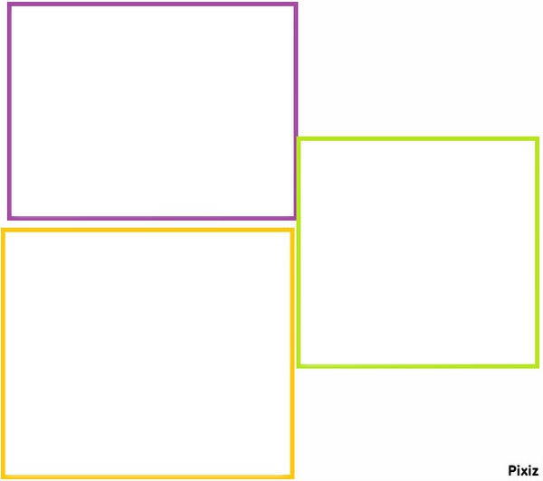 3 cadres violet, vert et jaune. Photomontage