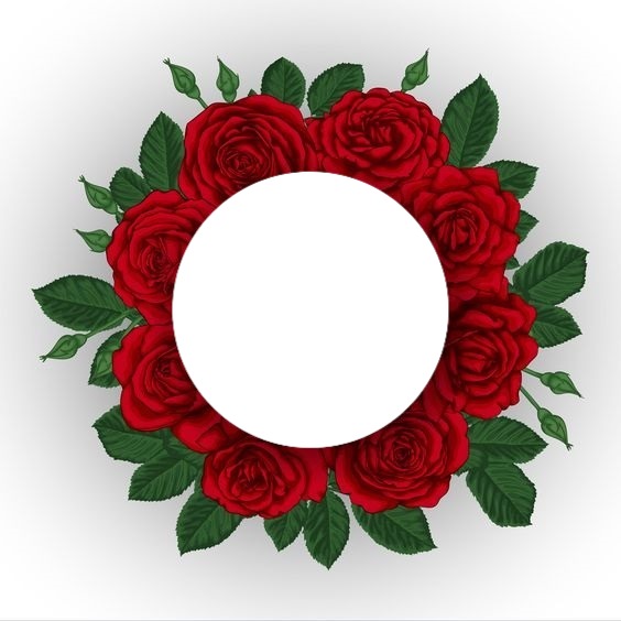 corona de rosas rojas. Fotomontage