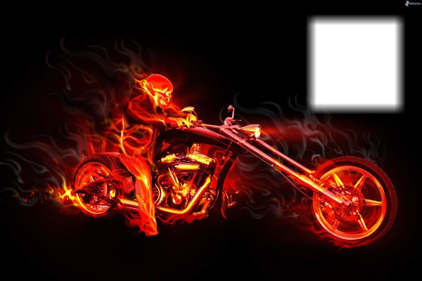 "moto in vuur" Fotomontasje