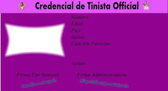 Credencial de una tinista official Фотомонтажа