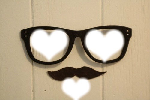 3 coeurs pour une moustache Photo frame effect