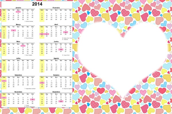 Calendario 2014 amor y amistad Fotoğraf editörü