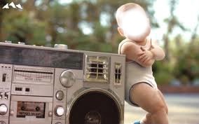 Bébé en roller Photo frame effect
