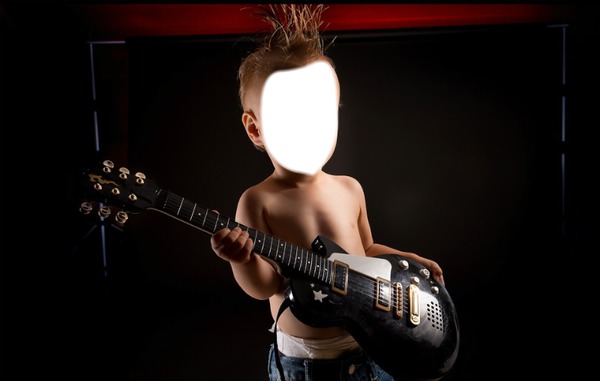 bebe rock guitare Photomontage