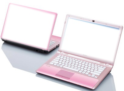 Notebook feminino rosa Fotomontaggio