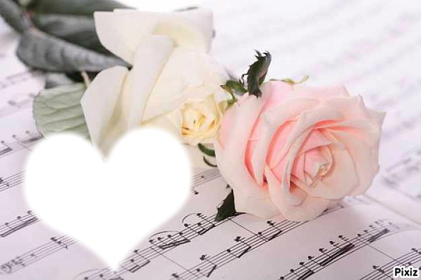 Deux roses sur des notes de musiques* Fotomontāža