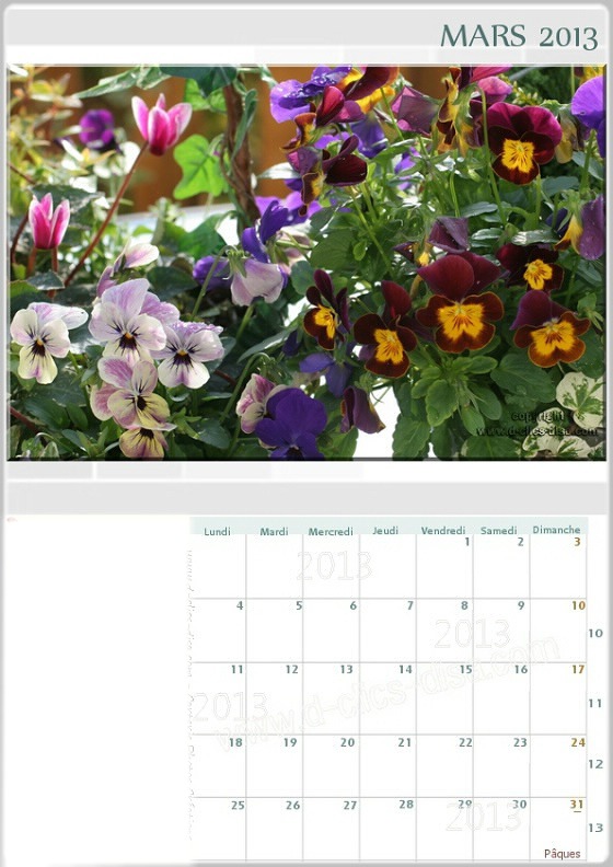 Calendrier mensuel 2013* Photo frame effect