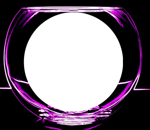 purple neon glow glass bowl Photo frame effect