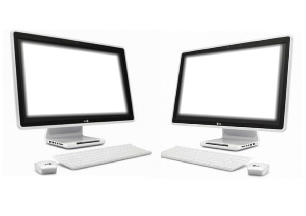 deux écran ordinateur Фотомонтаж