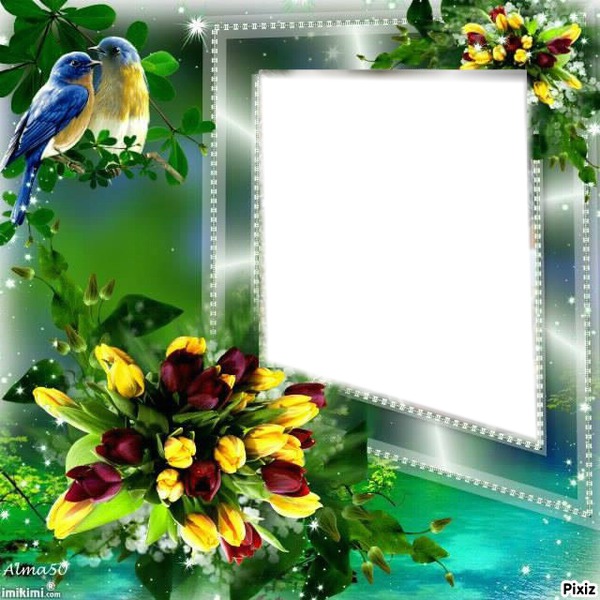 Fleurs et oiseaux Photo frame effect