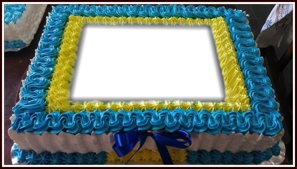 Bolo Delícia, em Azul, Branco e Amarelo! By Photo frame effect