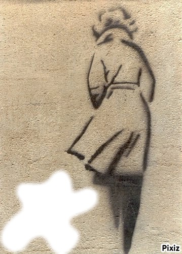 femme sur un mur フォトモンタージュ