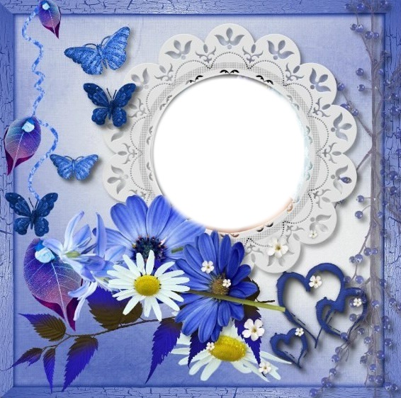 cadre fleurs bleue* Fotomontage