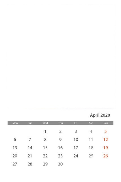 Calendrier avril 2020 Fotomontaggio