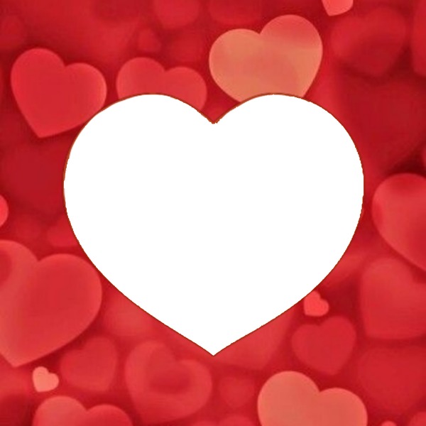 corazón sobre corazones rojos. Photo frame effect
