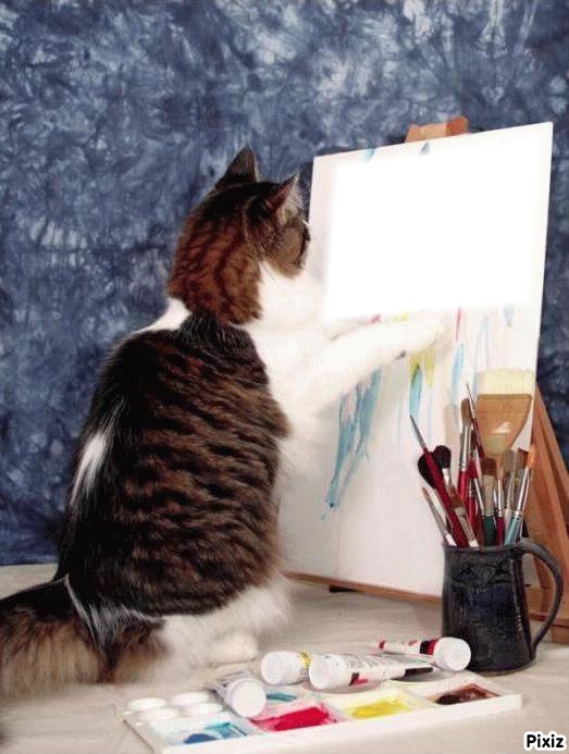 chat qui peint Montaje fotografico