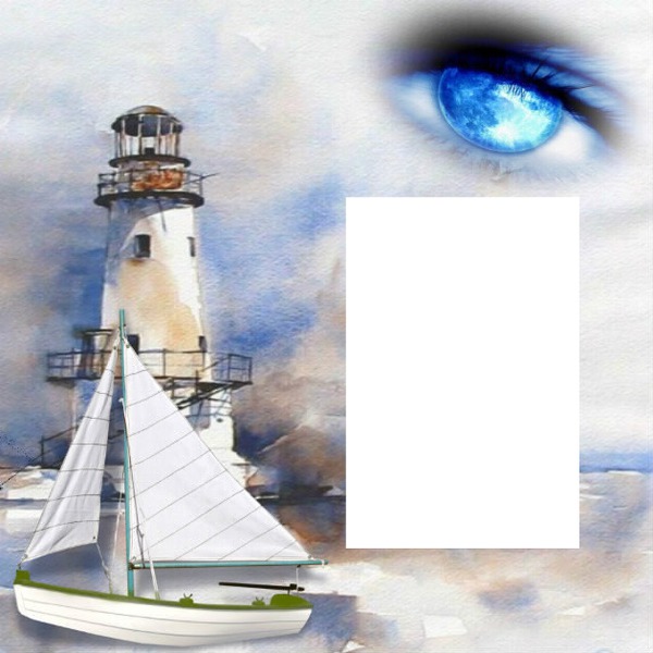cadre phare avec mer 1 photo Photo frame effect