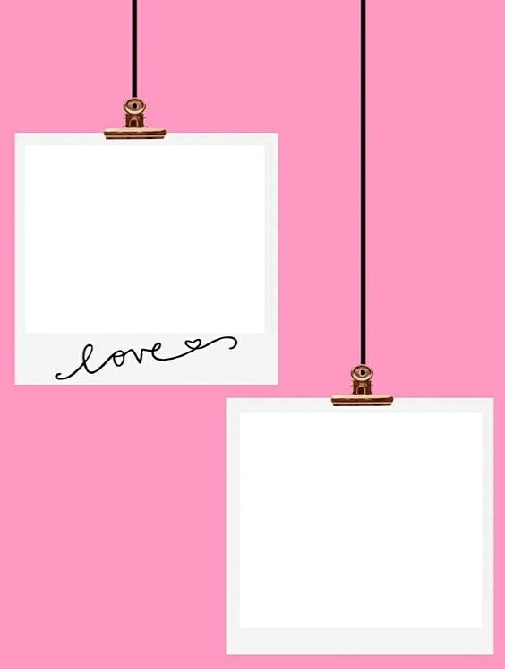 love, dos marcos, fondo rosado, Fotomontaggio