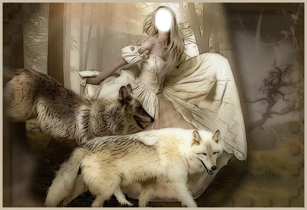 femme aux loups Fotomontage