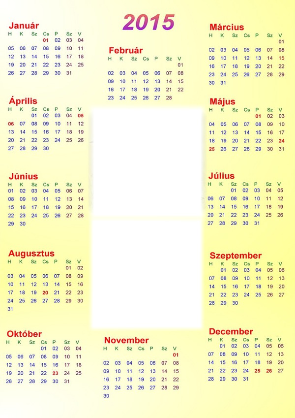 2015 naptár Fotomontaggio