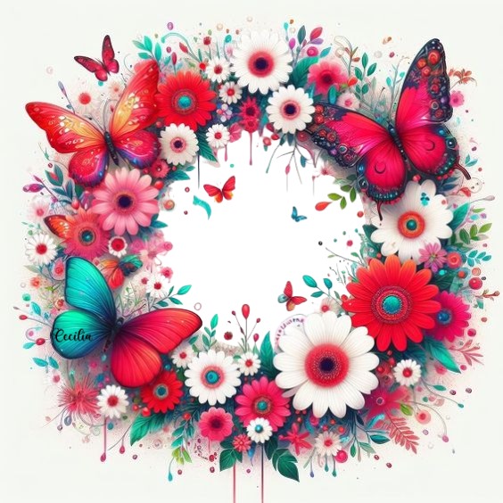 Cc Circulo de flores y mariposas Fotomontage