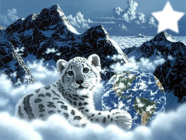 léopard des neiges フォトモンタージュ