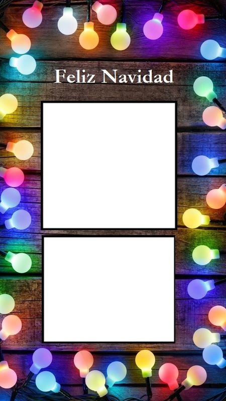 luces navideñas, collage 2 fotos. Photo frame effect