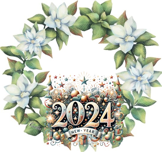 Cc Flores verdes y blancas 2024 フォトモンタージュ