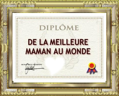 DIPLOME DE MEILLEUR MAMAN+PHOTO フォトモンタージュ
