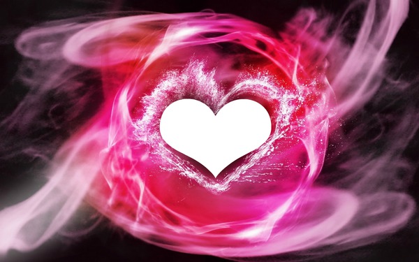 un coeur dans fumée rose 1 photo Montaje fotografico