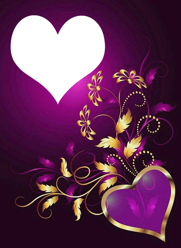 gold & purple hearts Photo frame effect