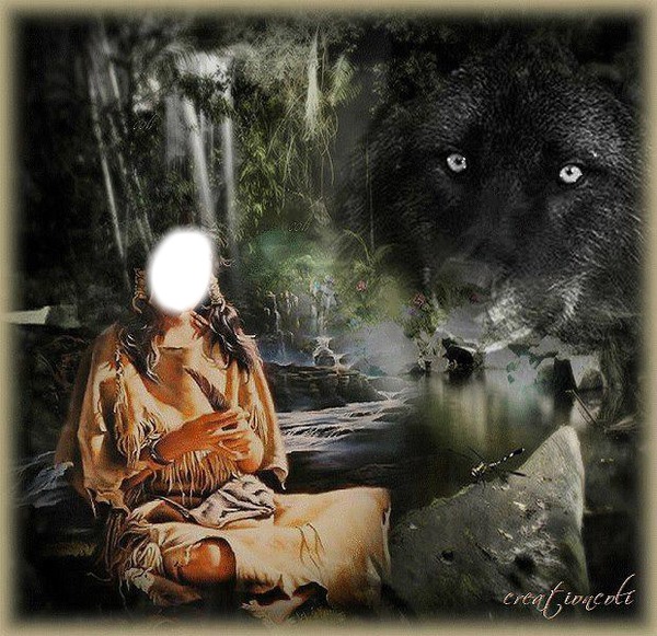 le loup et l'indienne Фотомонтаж